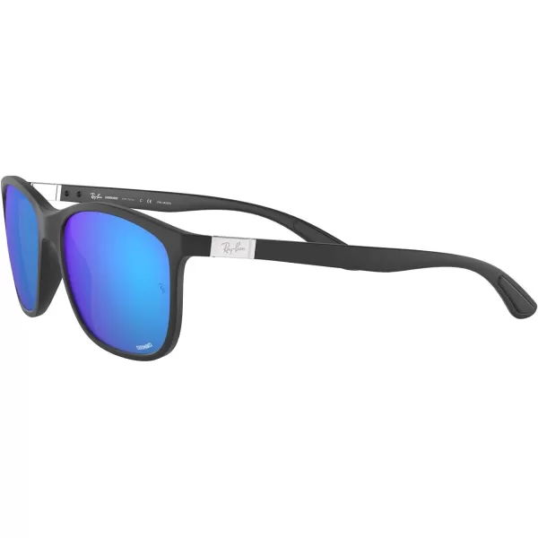 RayBan Rb4330ch Chromance Square SunglassesMatte BlackPolarized Green Mirrored Blue