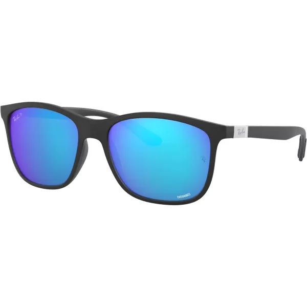 RayBan Rb4330ch Chromance Square SunglassesMatte BlackPolarized Green Mirrored Blue