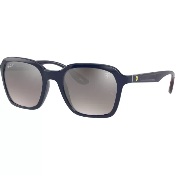 RayBan Rb4343m Scuderia Ferrari Collection Square SunglassesBlueGrey Mirrored Grey Gradient Polarized
