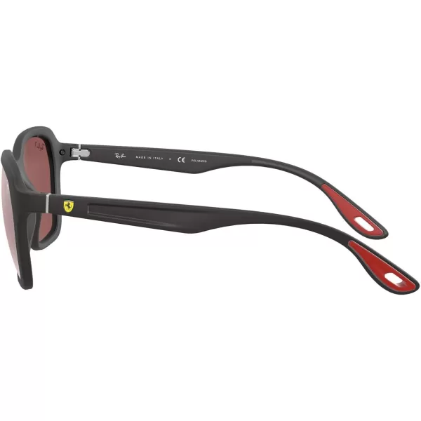 RayBan Rb4343m Scuderia Ferrari Collection Square SunglassesMatte BlackPurple Mirrored Silver Polar