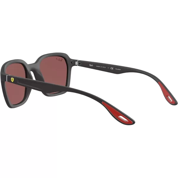 RayBan Rb4343m Scuderia Ferrari Collection Square SunglassesMatte BlackPurple Mirrored Silver Polar