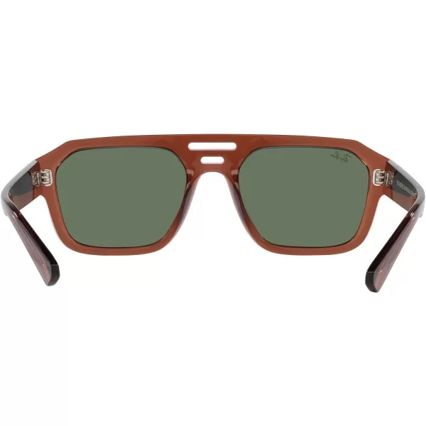 RayBan Rb4397 Corrigan Square SunglassesTransparent BrownDark Green