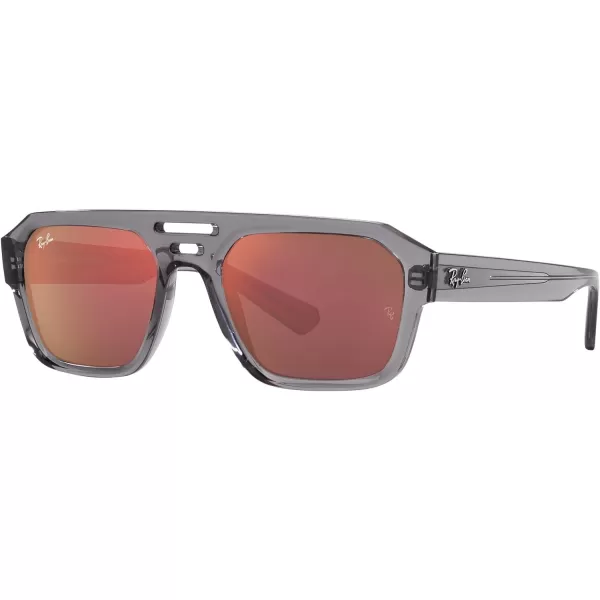 RayBan Rb4397 Corrigan Square SunglassesTransparent GreyDark Violet Mirrored Red