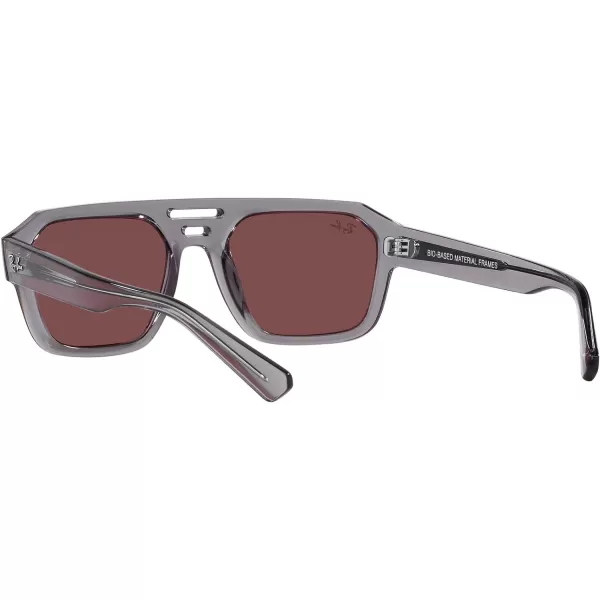 RayBan Rb4397 Corrigan Square SunglassesTransparent GreyDark Violet Mirrored Red