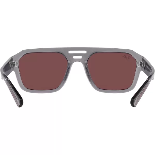 RayBan Rb4397 Corrigan Square SunglassesTransparent GreyDark Violet Mirrored Red