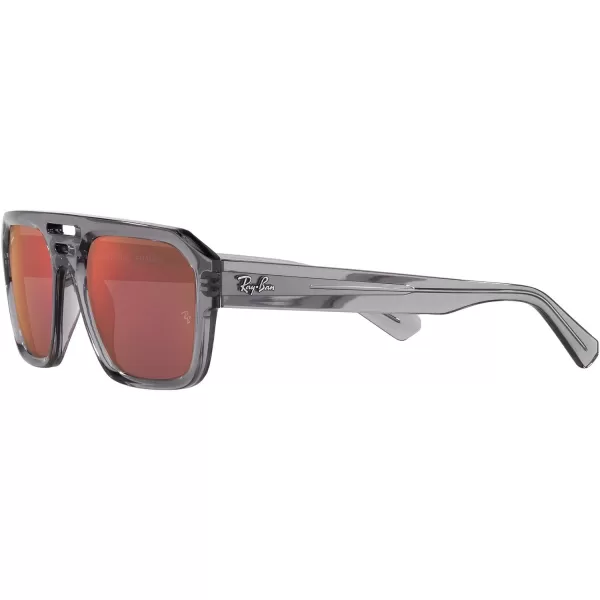 RayBan Rb4397 Corrigan Square SunglassesTransparent GreyDark Violet Mirrored Red