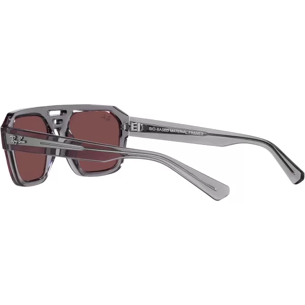 RayBan Rb4397 Corrigan Square SunglassesTransparent GreyDark Violet Mirrored Red