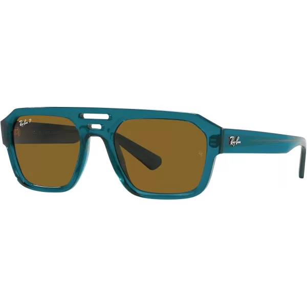 RayBan Rb4397 Corrigan Square SunglassesTransparent Light BlueDark Brown Polarized