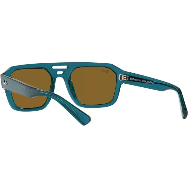 RayBan Rb4397 Corrigan Square SunglassesTransparent Light BlueDark Brown Polarized