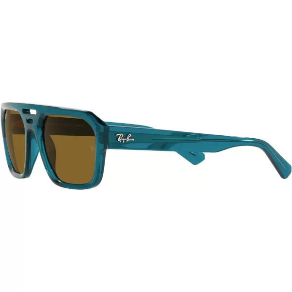 RayBan Rb4397 Corrigan Square SunglassesTransparent Light BlueDark Brown Polarized