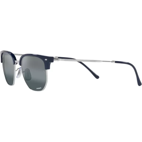 RayBan Rb4416 New Clubmaster Square SunglassesBlue on SilverBlue Mirrored Polarized