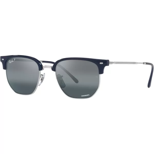 RayBan Rb4416 New Clubmaster Square SunglassesBlue on SilverBlue Mirrored Polarized