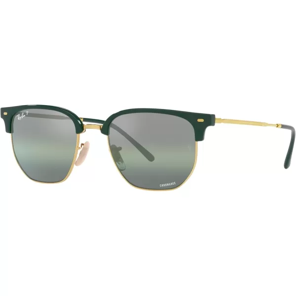 RayBan Rb4416 New Clubmaster Square SunglassesGreen on GoldGreen Mirrored Polarized