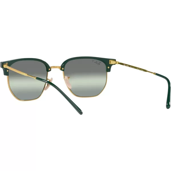 RayBan Rb4416 New Clubmaster Square SunglassesGreen on GoldGreen Mirrored Polarized