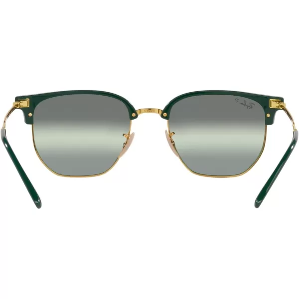 RayBan Rb4416 New Clubmaster Square SunglassesGreen on GoldGreen Mirrored Polarized