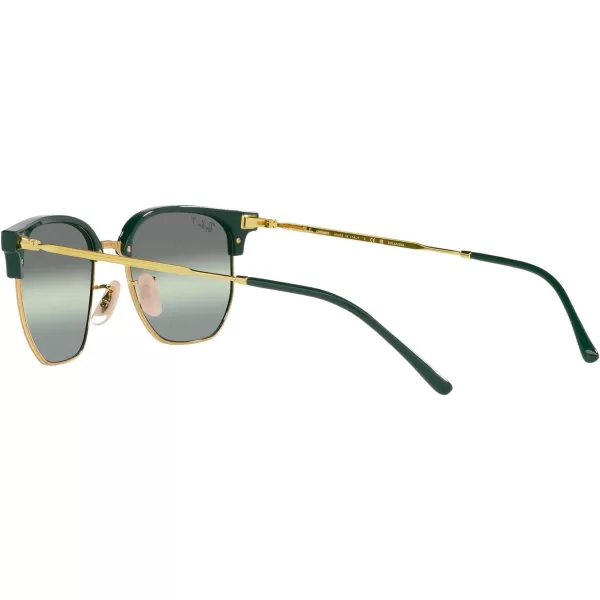 RayBan Rb4416 New Clubmaster Square SunglassesGreen on GoldGreen Mirrored Polarized