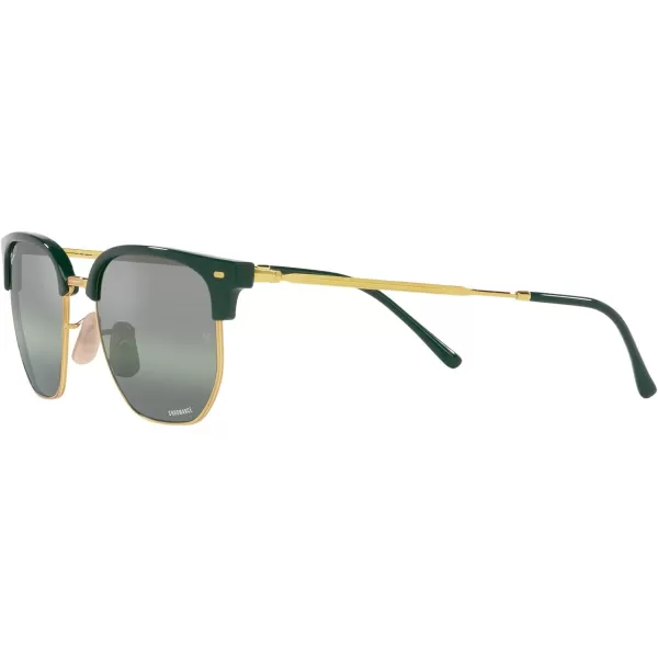 RayBan Rb4416 New Clubmaster Square SunglassesGreen on GoldGreen Mirrored Polarized