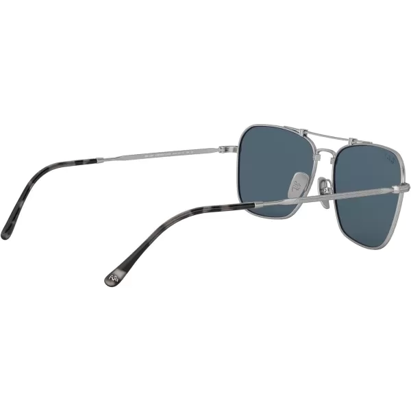 RayBan Rb8136m Caravan Titanium Square SunglassesDemi Gloss SilverPolarized Blue Mirrored Gold