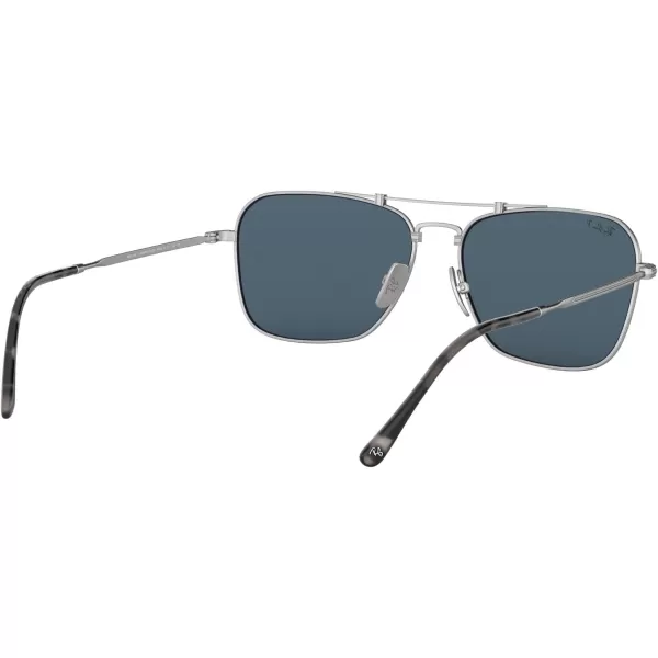 RayBan Rb8136m Caravan Titanium Square SunglassesDemi Gloss SilverPolarized Blue Mirrored Gold