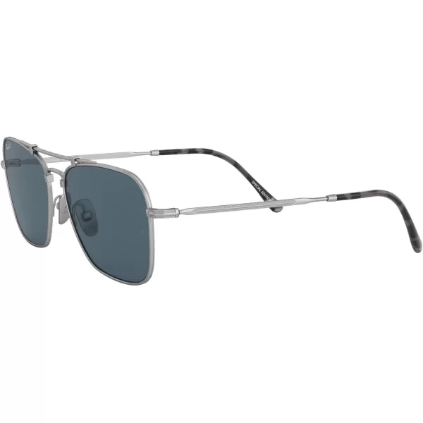 RayBan Rb8136m Caravan Titanium Square SunglassesDemi Gloss SilverPolarized Blue Mirrored Gold