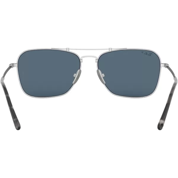 RayBan Rb8136m Caravan Titanium Square SunglassesDemi Gloss SilverPolarized Blue Mirrored Gold