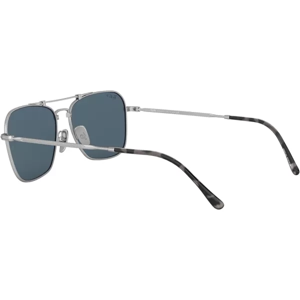 RayBan Rb8136m Caravan Titanium Square SunglassesDemi Gloss SilverPolarized Blue Mirrored Gold