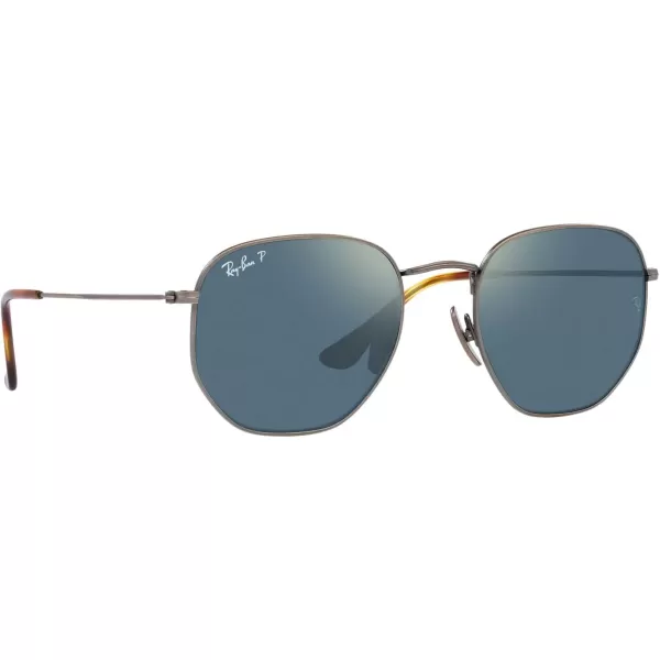 RayBan Rb8148 Hexagonal Titanium SunglassesDemigloss GunmetalPolarized Blue Mirrored Gold