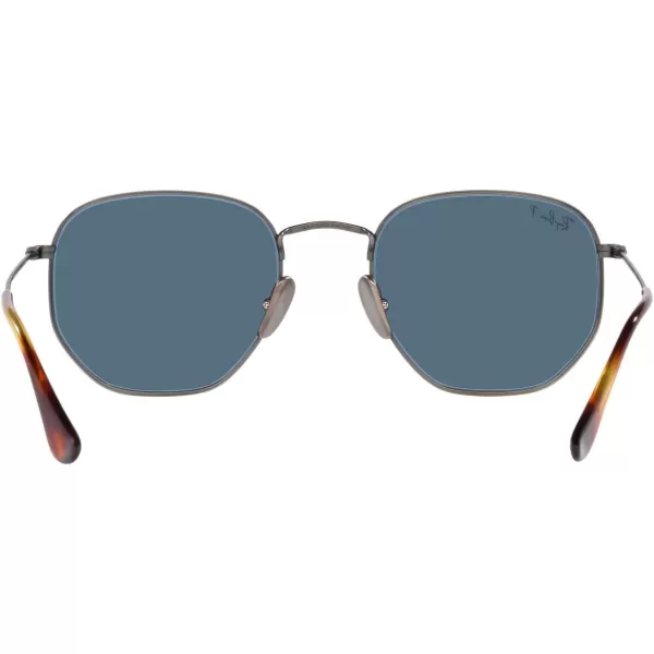 RayBan Rb8148 Hexagonal Titanium SunglassesDemigloss GunmetalPolarized Blue Mirrored Gold