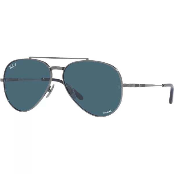 RayBan Rb8225 Aviator Titanium Pilot SunglassesGunmetalPolarized Blue