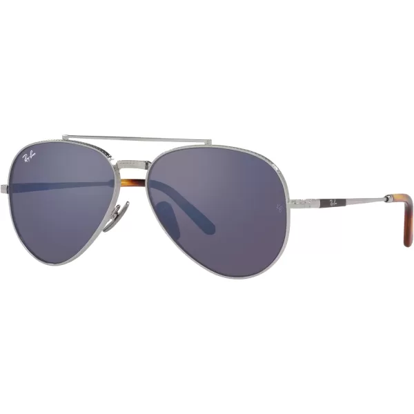 RayBan Rb8225 Aviator Titanium Pilot SunglassesSilverGrey Mirrored Blue