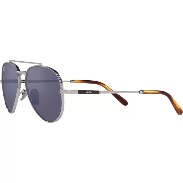 RayBan Rb8225 Aviator Titanium Pilot SunglassesSilverGrey Mirrored Blue