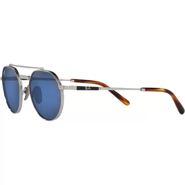 RayBan Rb8265 Jack Ii Titanium Round SunglassesSilverGrey Mirrored Blue