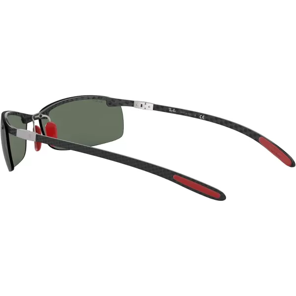 RayBan Rb8305m Scuderia Ferrari Collection Square SunglassesCarbon Rubber RedDark Green