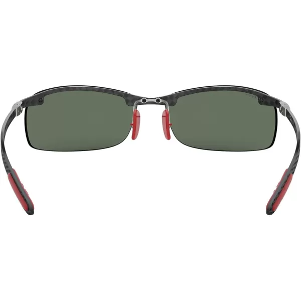 RayBan Rb8305m Scuderia Ferrari Collection Square SunglassesCarbon Rubber RedDark Green