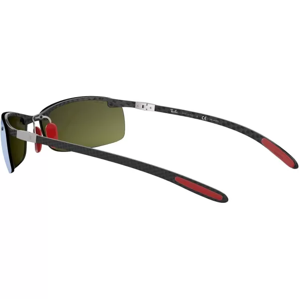 RayBan Rb8305m Scuderia Ferrari Collection Square SunglassesCarbonPolarized Green Mirrored Silver