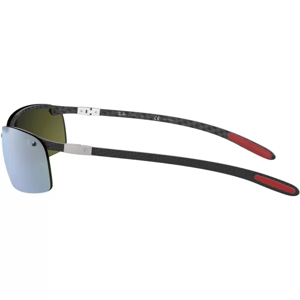 RayBan Rb8305m Scuderia Ferrari Collection Square SunglassesCarbonPolarized Green Mirrored Silver