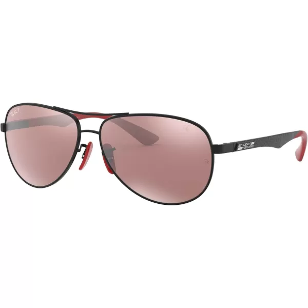 RayBan Rb8313m Scuderia Ferrari Collection Aviator SunglassesMatte BlackChromance Polarized Purple Mirrored Silver