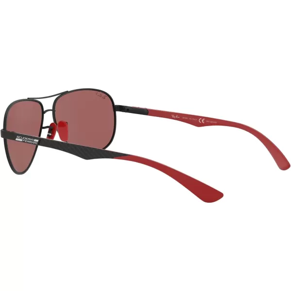 RayBan Rb8313m Scuderia Ferrari Collection Aviator SunglassesMatte BlackChromance Polarized Purple Mirrored Silver