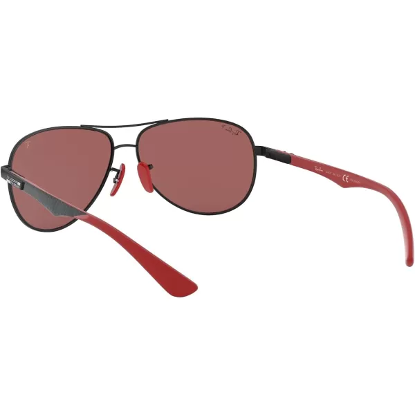 RayBan Rb8313m Scuderia Ferrari Collection Aviator SunglassesMatte BlackChromance Polarized Purple Mirrored Silver