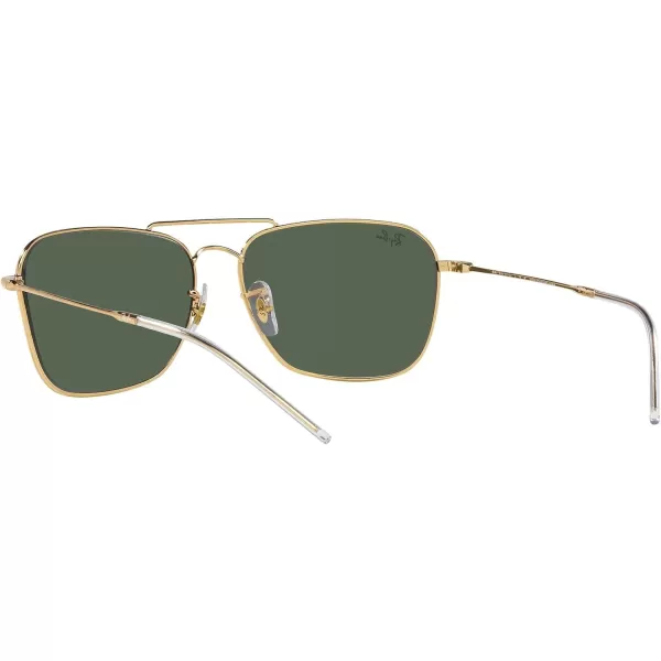 RayBan Rbr0102s Caravan Reverse Square SunglassesGoldDark Green