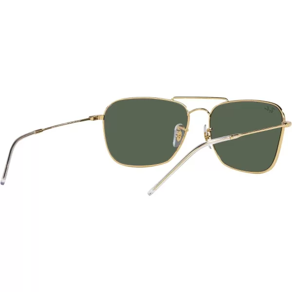 RayBan Rbr0102s Caravan Reverse Square SunglassesGoldDark Green