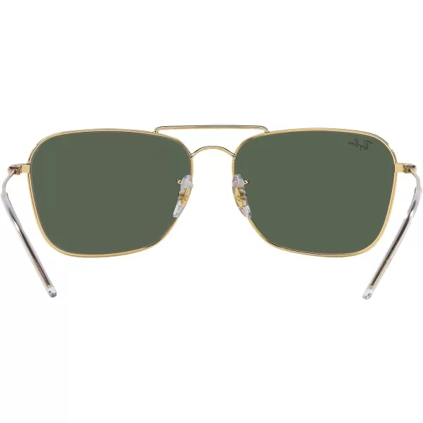 RayBan Rbr0102s Caravan Reverse Square SunglassesGoldDark Green