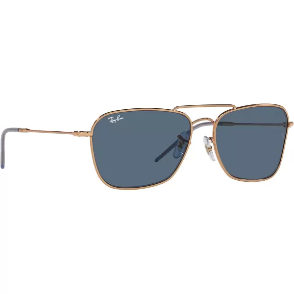 RayBan Rbr0102s Caravan Reverse Square SunglassesRose GoldDark Blue