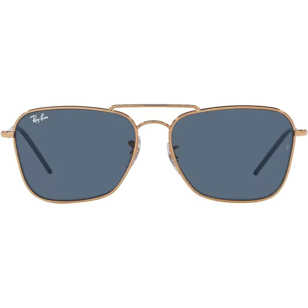 RayBan Rbr0102s Caravan Reverse Square SunglassesRose GoldDark Blue