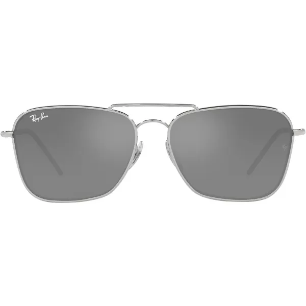 RayBan Rbr0102s Caravan Reverse Square SunglassesSilverGrey Mirrored Silver