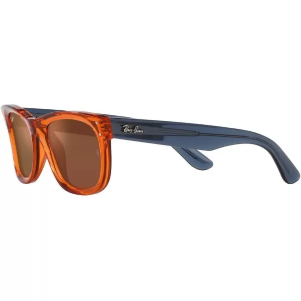 RayBan Rbr0502s Wayfarer Reverse Square SunglassesTransparent OrangeDark Grey Mirrored Copper