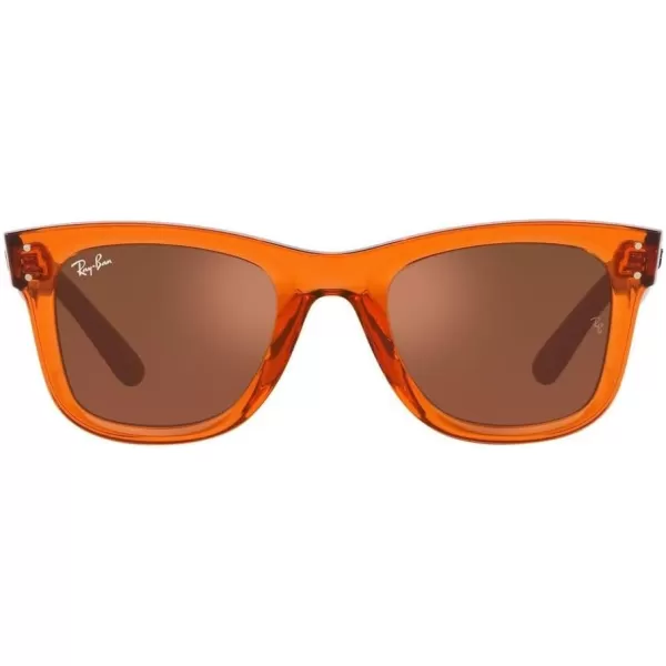 RayBan Rbr0502s Wayfarer Reverse Square SunglassesTransparent OrangeDark Grey Mirrored Copper