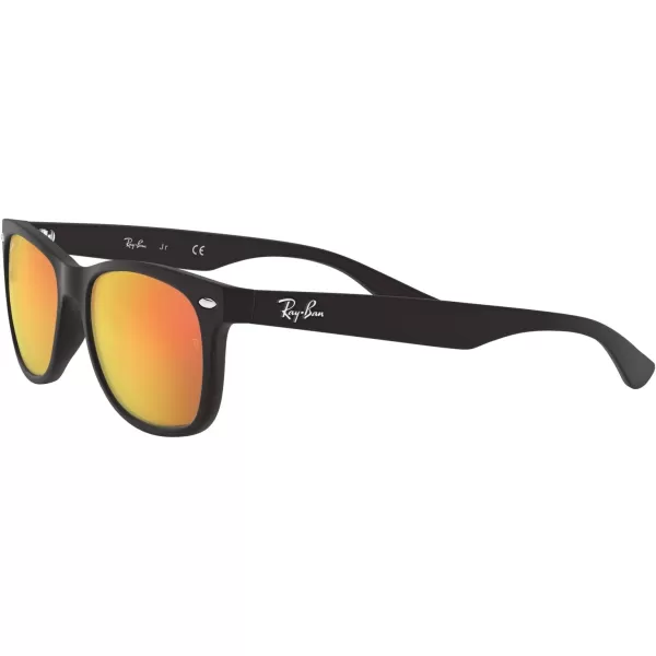 RayBan Rj9052s New Wayfarer Square SunglassesMatte BlackBrown Mirrored Orange