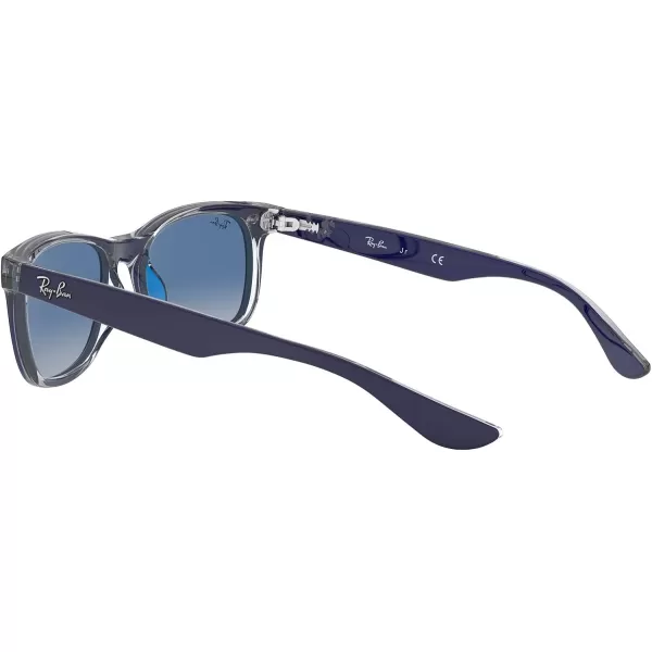 RayBan Rj9052s New Wayfarer Square SunglassesMatte Blue on TransparentLight Grey Gradient Dark Blue