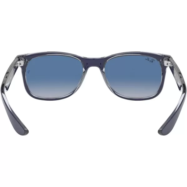 RayBan Rj9052s New Wayfarer Square SunglassesMatte Blue on TransparentLight Grey Gradient Dark Blue